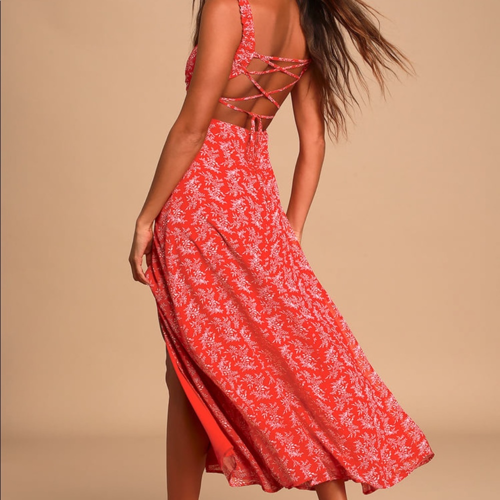 Midi Backless Red Dress